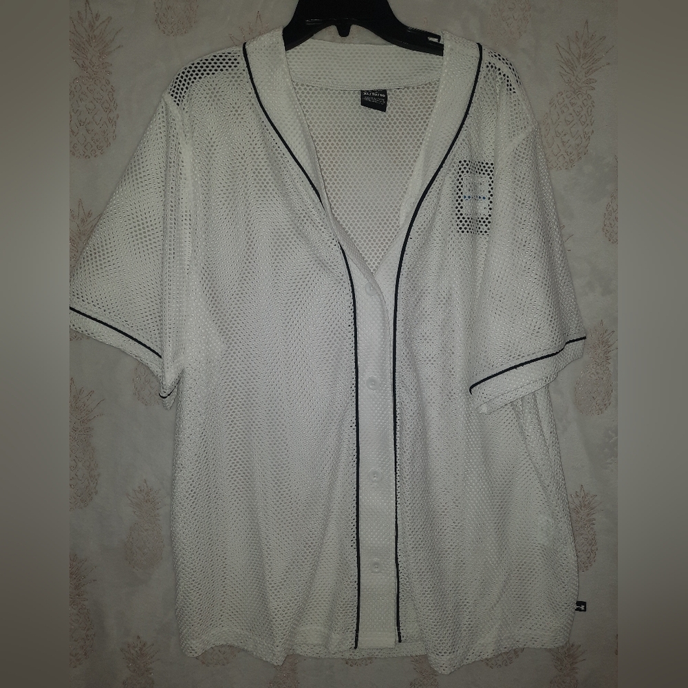 Under Armour White Mesh Button-Up Jersey Extra Large